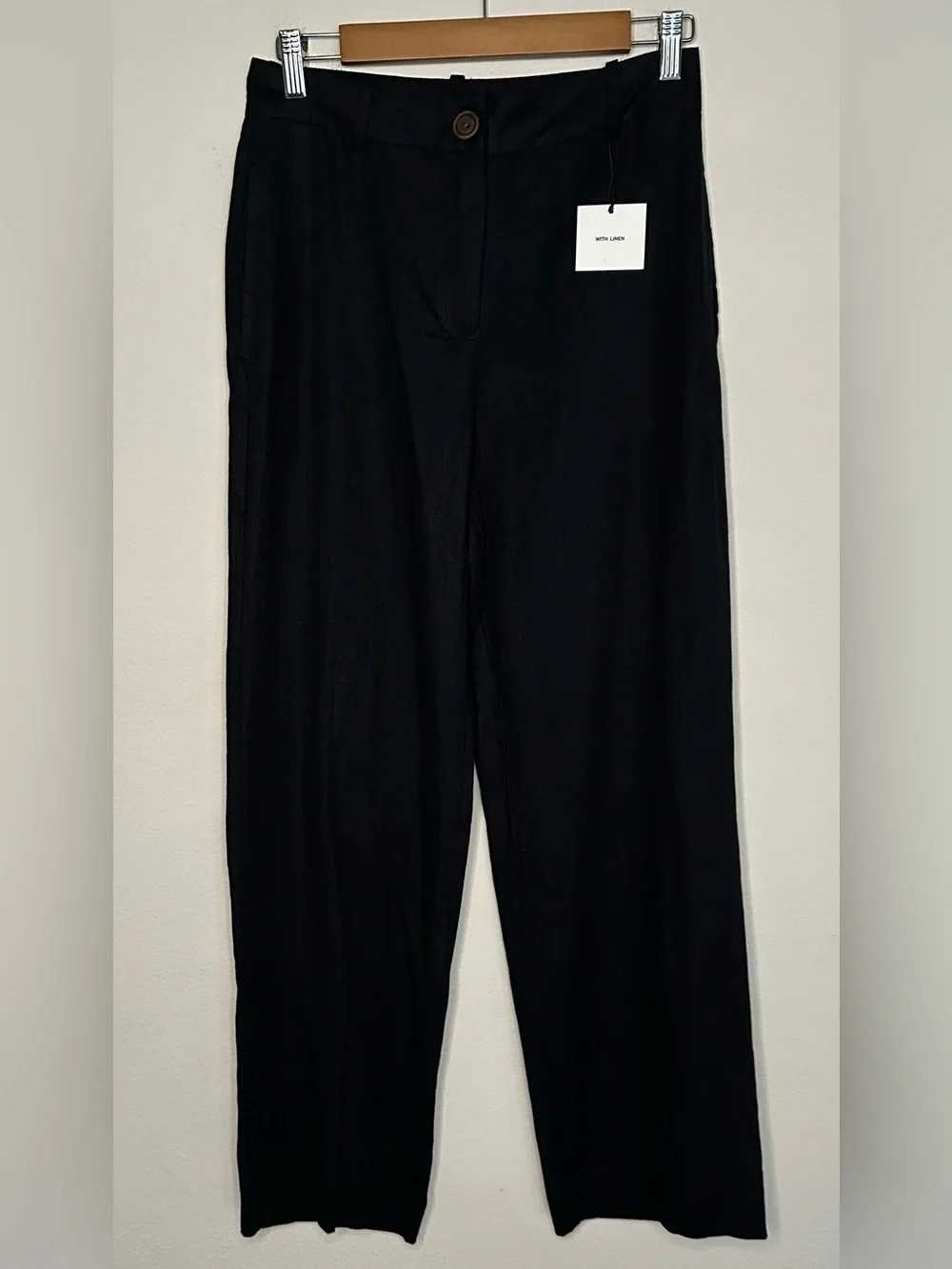 Zara Wide-Leg Linen Blend Trouser’s Black Size S NWOT